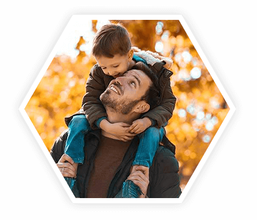 Father and son enjoying fall